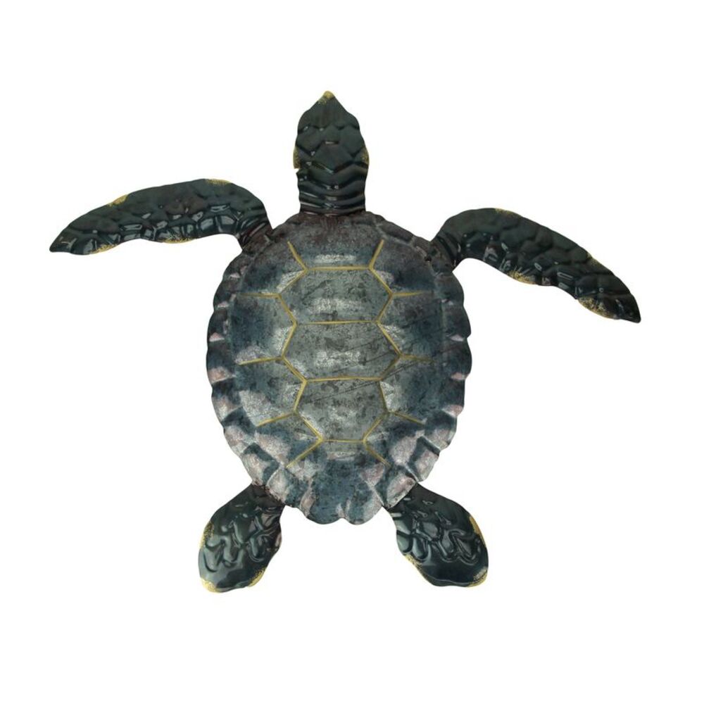 Blue Galvanized Metal Art Sea Turtle Wall Sculpture 19 inch